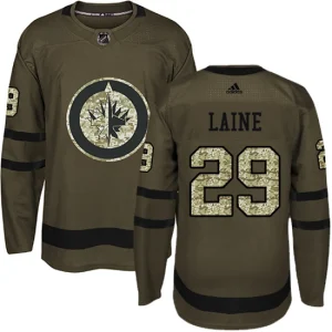 Mens Winnipeg Jets Patrik Laine 29 Authentic Green Salute to Service