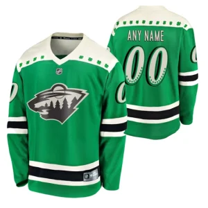 Minnesota Wild Custom Jersey 2021 St Patricks Day Green Breakaway Men