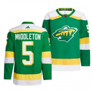 Minnesota Wild Jake Middleton 5 2022-23 Geen Reverse Retro 2.0 Authentic - Men