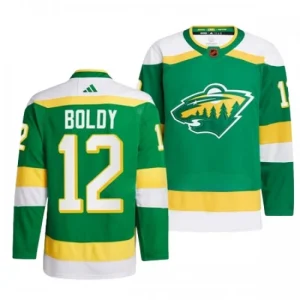 Minnesota Wild Matthew Boldy 12 2022-23 Geen Reverse Retro 2.0 Authentic - Men