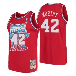 Mitchell & Ness Mens Los Angeles Lakers 42 James Worthy 1991 NBA All-Star Red Swingman Jersey