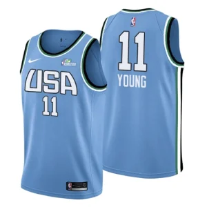 NBA All-Star Rising Stars Challenge Game Team World 11 Trae Young Blue Swingman - Mens