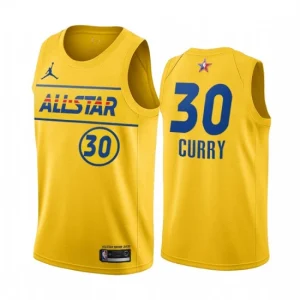 NBA Golden State Warriors Stephen Curry 30 2021 All-Star Jordan Brand Gold Swingman