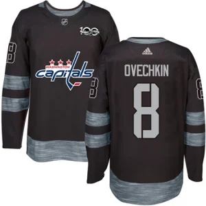 NHL Alex Ovechkin Authentic Mens Black - Washington Capitals 8 1917-2017 100th Anniversary