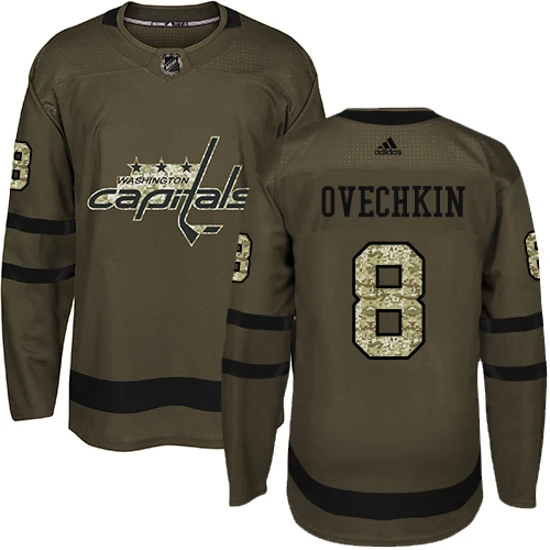 NHL Alex Ovechkin Authentic Mens Green - Washington Capitals 8 Salute to Service