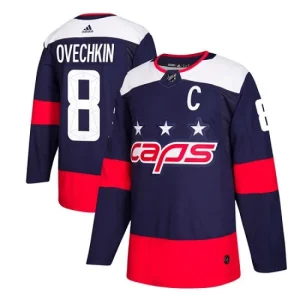 NHL Alex Ovechkin Authentic Mens Navy Blue - Washington Capitals 8 2018 Stadium Series