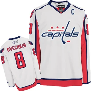 NHL Alex Ovechkin Authentic Mens White - Reebok Washington Capitals 8 Away