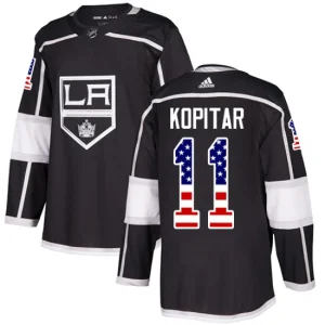 NHL Anze Kopitar Authentic Mens Black - Los Angeles Kings 11 USA Flag Fashion