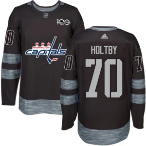 NHL Braden Holtby Authentic Mens Black - Washington Capitals 70 1917-2017 100th Anniversary