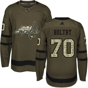 NHL Braden Holtby Authentic Mens Green - Washington Capitals 70 Salute to Service