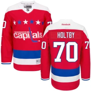 NHL Braden Holtby Authentic Mens Red - Reebok Washington Capitals 70 Third