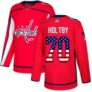 NHL Braden Holtby Authentic Mens Red - Washington Capitals 70 USA Flag Fashion