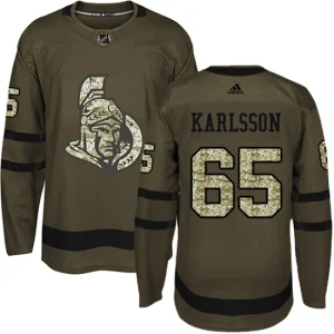 NHL Erik Karlsson Authentic Mens Green - Ottawa Senators 65 Salute to Service