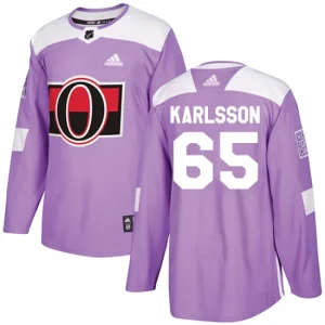 NHL Erik Karlsson Authentic Mens Purple - Ottawa Senators 65 Fights Cancer Practice