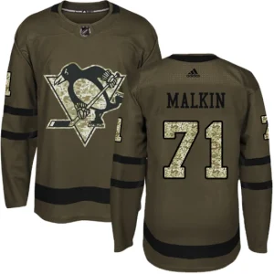 NHL Evgeni Malkin Authentic Mens Green - Pittsburgh Penguins 71 Salute to Service