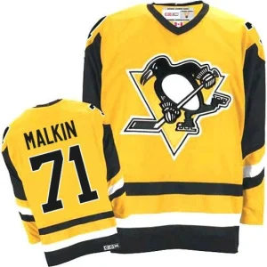 NHL Evgeni Malkin Authentic Throwback Mens Gold - CCM Pittsburgh Penguins 71