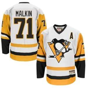 NHL Evgeni Malkin Authentic Throwback Mens White - CCM Pittsburgh Penguins 71