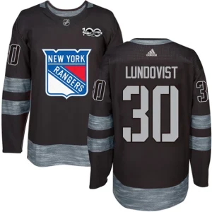 NHL Henrik Lundqvist Authentic Mens Black - New York Rangers 30 1917-2017 100th Anniversary