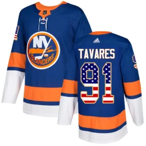 NHL John Tavares Authentic Mens Royal Blue - New York Islanders 91 USA Flag Fashion