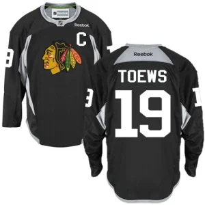 NHL Jonathan Toews Authentic Mens Black - Reebok Chicago Blackhawks 19 Practice