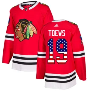 NHL Jonathan Toews Authentic Mens Red - Chicago Blackhawks 19 USA Flag Fashion