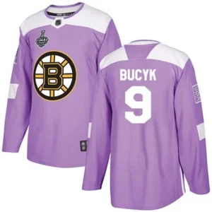 NHL Mens Bruins9 Johnny Bucyk Purple Fights Cancer 2019 Stanley Cup