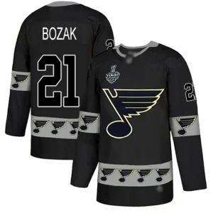 NHL Mens St. Louis Blues 21 Tyler Bozak Black Logo 2019 Stanley Cup