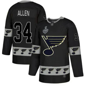 NHL Mens St. Louis Blues 34 Jake Allen Black Logo 2019 Stanley Cup