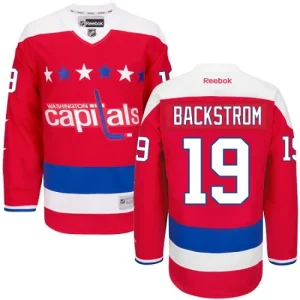 NHL Nicklas Backstrom Authentic Mens Red - Reebok Washington Capitals 19 Third