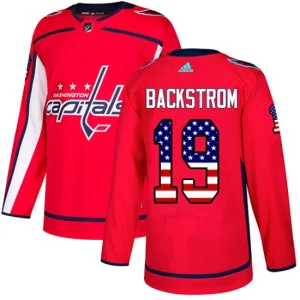 NHL Nicklas Backstrom Authentic Mens Red - Washington Capitals 19 USA Flag Fashion