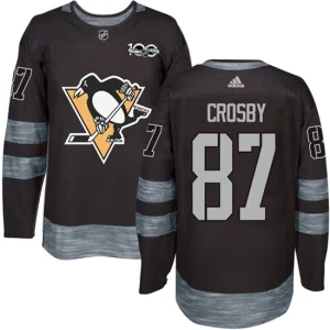 NHL Sidney Crosby Authentic Mens Black - Pittsburgh Penguins 87 1917-2017 100th Anniversary