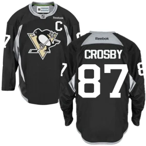 NHL Sidney Crosby Authentic Mens Black - Reebok Pittsburgh Penguins 87 Practice