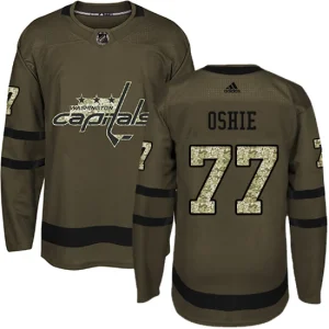 NHL T.J. Oshie Authentic Mens Green - Washington Capitals 77 Salute to Service