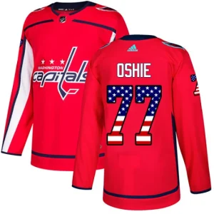 NHL T.J. Oshie Authentic Mens Red - Washington Capitals 77 USA Flag Fashion