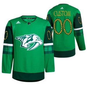 Nashville Predators Custom St. Patricks Day Jersey Green 00 Warm-Up