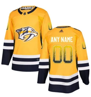 Nashville Predators Gold Customized Drift Fashion Adidas Jersey