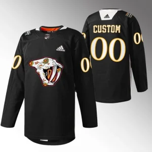 Nashville Predators Hispanic Heritage 2022 Custom Jersey Black 00 Warmup