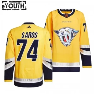 Nashville Predators Juuse Saros 74 2022-23 Yellow Reverse Retro 2.0 Authentic - Kids