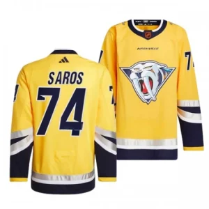 Nashville Predators Juuse Saros 74 2022-23 Yellow Reverse Retro 2.0 Authentic - Men