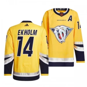 Nashville Predators Mattias Ekholm 14 2022-23 Yellow Reverse Retro 2.0 Authentic - Men