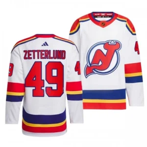 New Jersey Devils Fabian Zetterlund 49 2022-23 White Reverse Retro 2.0 Authentic - Men