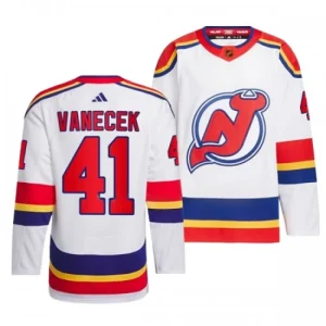 New Jersey Devils Whiteek Vanecek 41 2022-23 White Reverse Retro 2.0 Authentic - Men