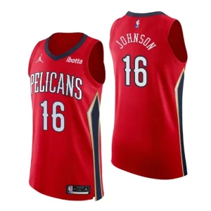 New Orleans Pelicans Jersey No. 16 James Johnson Authentic Red