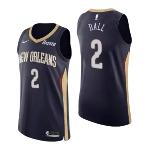 New Orleans Pelicans Jersey No. 2 Lonzo Ball Authentic Navy