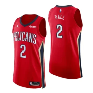 New Orleans Pelicans Jersey No. 2 Lonzo Ball Authentic Red