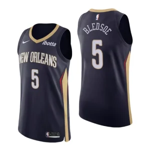 New Orleans Pelicans Jersey No. 5 Eric Bledsoe Authentic Navy