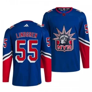 New York Rangers Rryan Lindgren 55 2022-23 Blue Reverse Retro 2.0 Authentic - Men