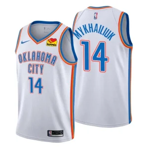 Oklahoma City Thunder 14 Sviatoslav Mykhailiuk Swingman White Jersey Association Edition 2021