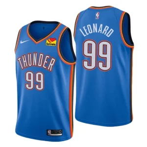 Oklahoma City Thunder 99 Meyers Leonard Swingman Royal Jersey City Edition 2021