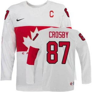 Olympic Hockey Sidney Crosby Authentic Mens White - Nike Team Canada 87 Home 2014 C Patch